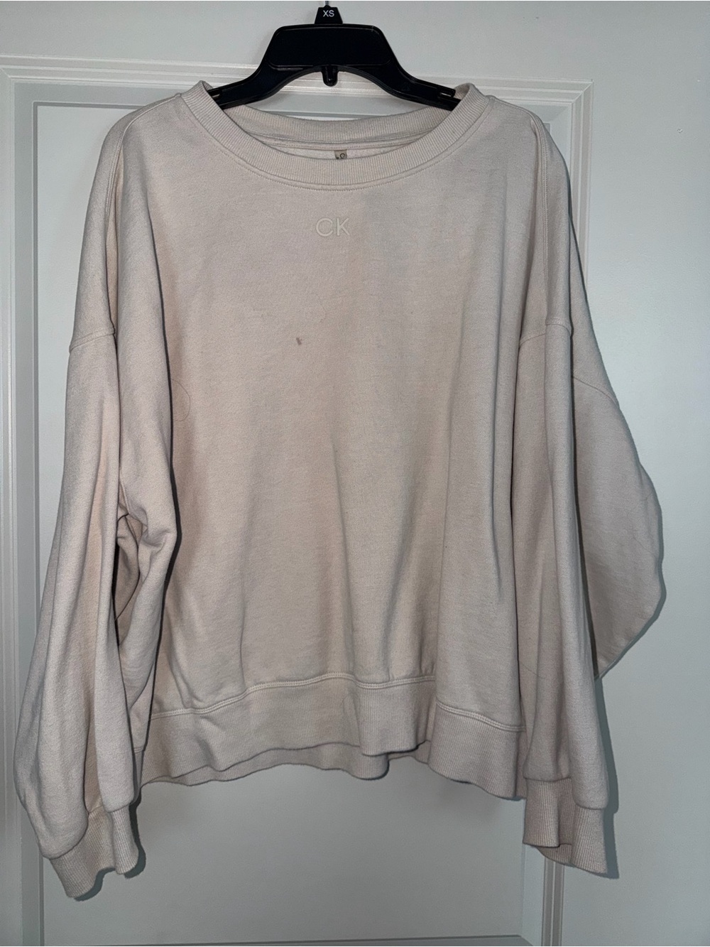 Calvin Klein Light Beige Crewneck Sweatshirt with CK Embroidery